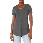 Women's Relaxed Fit V-Neck Tunic Top Charcoal Heather