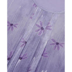 Women's Mesh Pleated Floral Tunic Top Spring Purple
