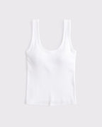 Abercrombie & Fitch Bra-Free Rib Scoopneck Tank In White