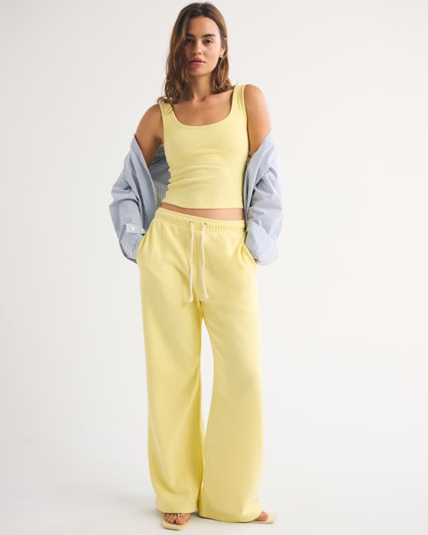 Abercrombie & Fitch Bra-Free Rib Scoopneck Tank In Yellow