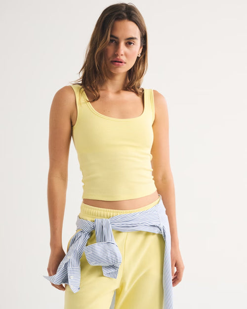 Abercrombie & Fitch Bra-Free Rib Scoopneck Tank In Yellow