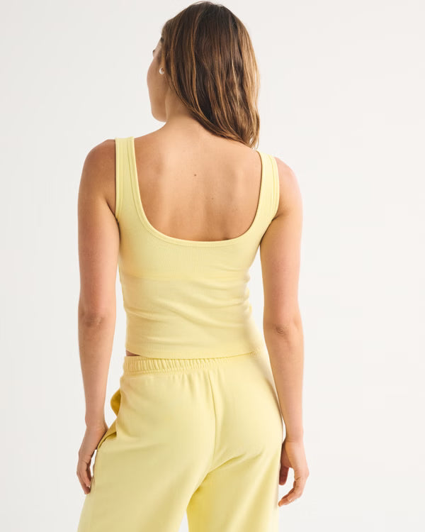 Abercrombie & Fitch Bra-Free Rib Scoopneck Tank In Yellow